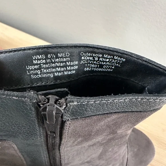 Juicy Couture Grey Suede Block Heel Ankle Boots with Gold Zip, 8.5 - Picture 6 of 6